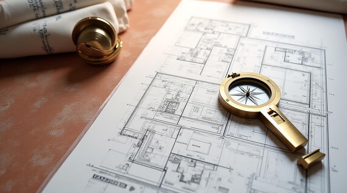 Artisanal ceramic tiles meeting modern architectural blueprints